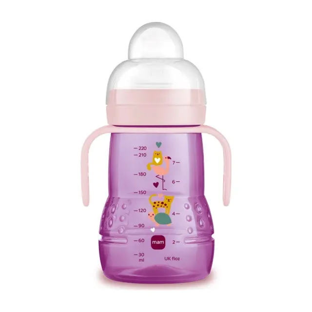 Mam Trainer+ Μπιμπερό Μετάβασης 4+ Μηνών 220ml Με Θηλή & Στόμιο Συλλογή Better Together Ροζ (450G)