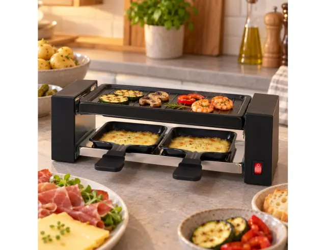 Γκριλιέρα Raclette Livoo Onli ON1010N με αυτόματο θερμοστάτη, ισχύ 400W και επιφάνεια ψησίματος 23x10cm - Black ON1010N