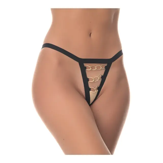 FMS Γυναικείο G-String Ανοιχτό Αλυσίδες, Χρώμα Μαύρο - S-M