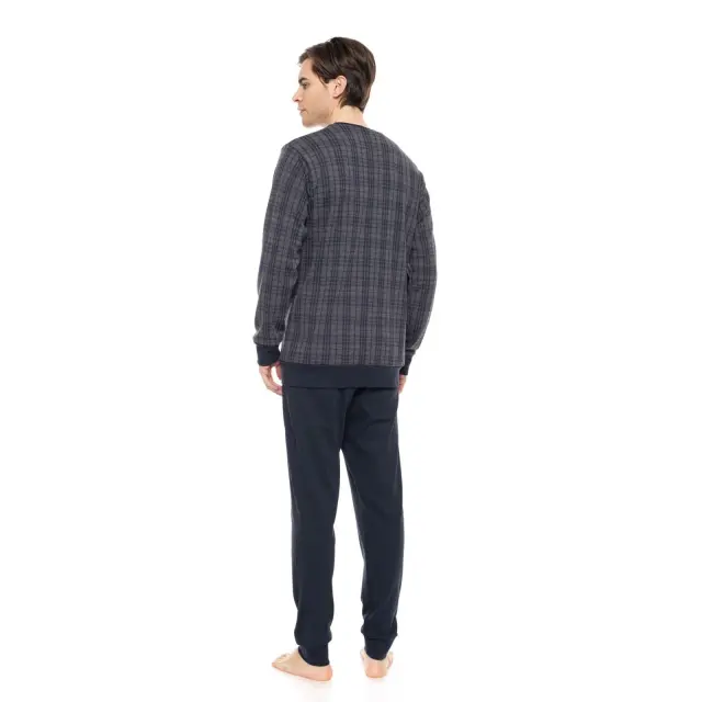Ανδρική Πυτζάμα W-M701 Jacquard Blue-Grey Plaid W-M701Τύπος Ulisse - XXL 3