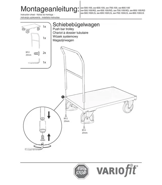 Variofit sw-600.100 Τρόλεϊ Μεταφοράς για Φορτίο Βάρους ως 500kg 2