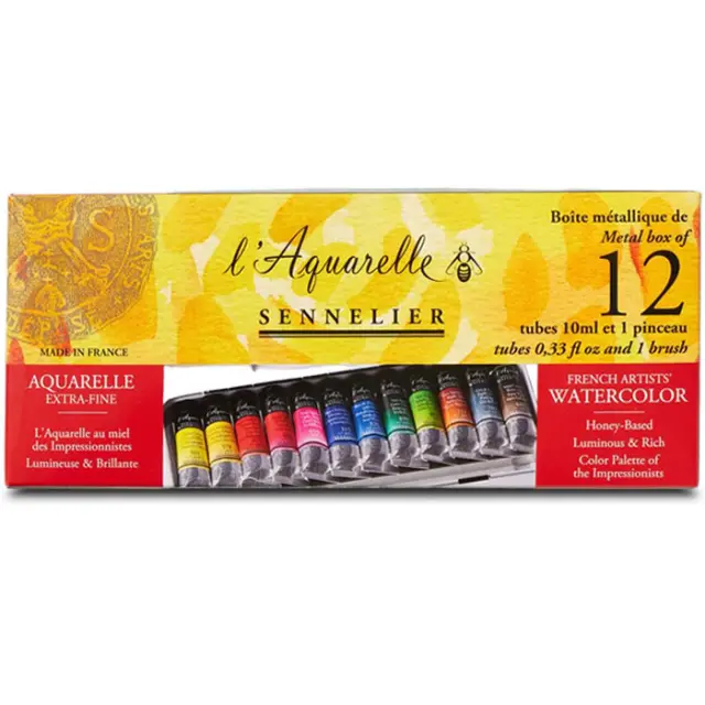 Σετ Ακουαρέλες Sennelier Σωληνάρια 10ml - 12 Χρώματα + 1 Πινέλο