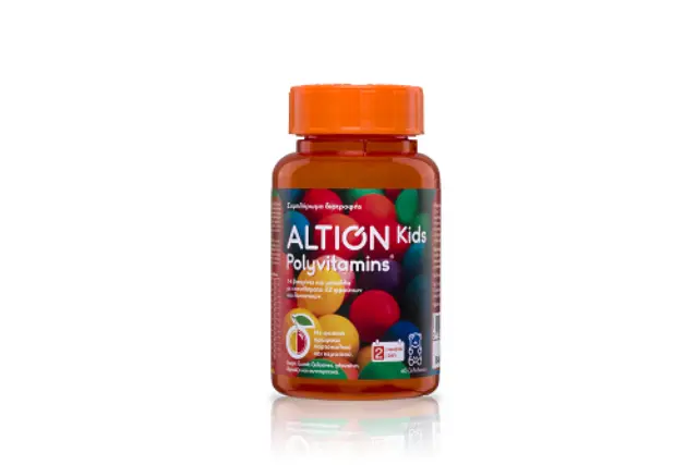 Altion Kids Polyvitamins Πολυβιταμίνη για Ενέργεια & Ενίσχυση του Ανοσοποιητικού Πορτοκάλι Κεράσι 60 x 1 ζελεδάκια 60τμχ
