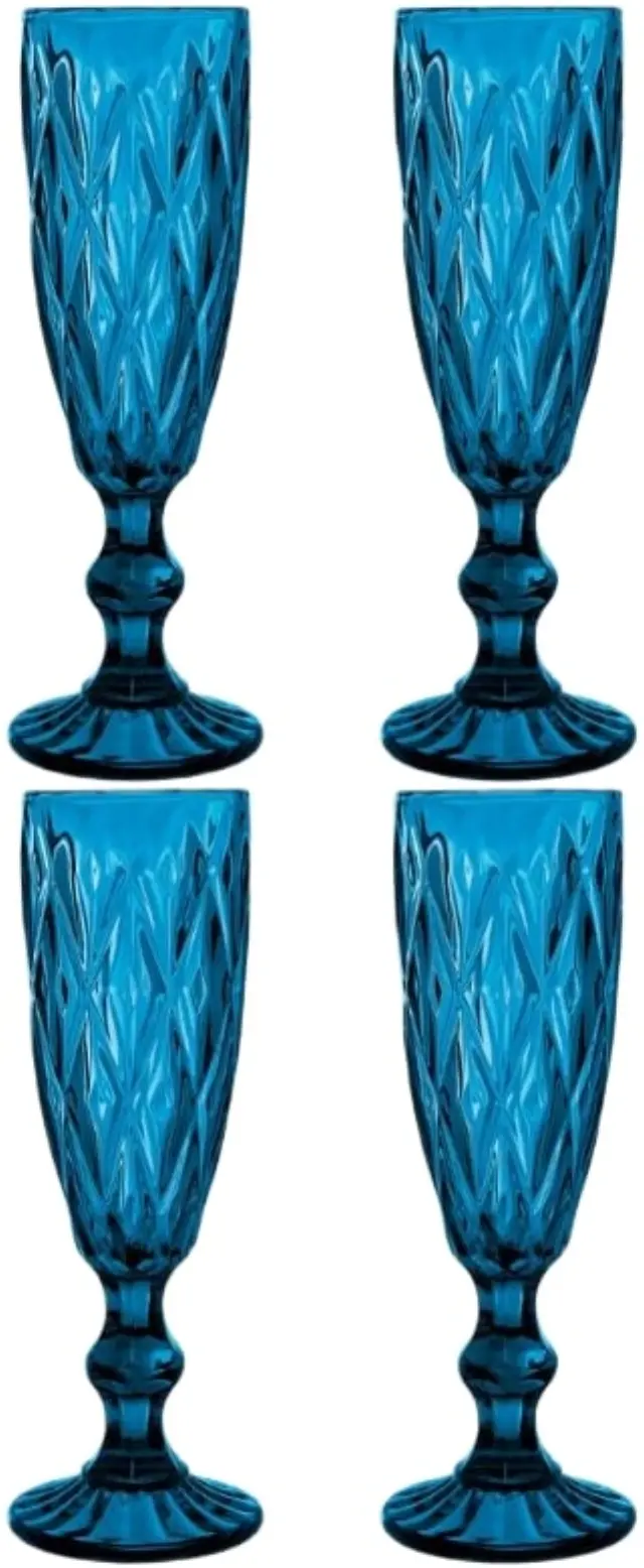 Casa Domani Deanna Blue Σετ Ποτηριών Σαμπάνιας 165ml 4τμχ - Μπλε