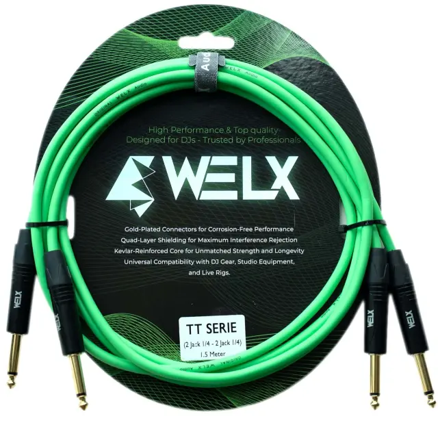 WELX Premium 2 X 6.5mm MONO JACK to 2 X 6.5mm MONO JACK Cable – 1.5m (TT)