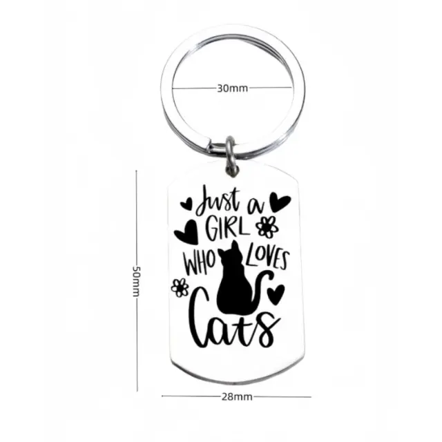 Μπρελόκ "Just A Girl Who Loves Cats" Από Ανοξείδωτο Ατσάλι 5x2.8cm