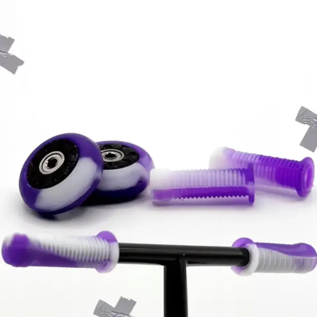 TAILWHIP Wheels and Grips Set Purple Swirl