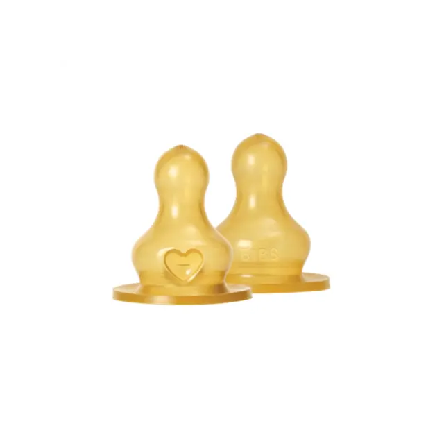 BIBS - Baby Bottle Nipple Round Latex - 2 pack - Slow Flow - Baby and Children