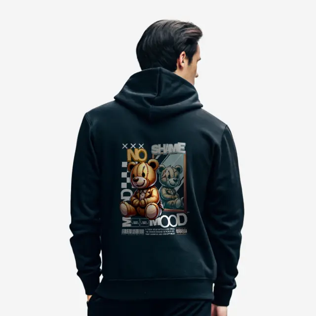 Φούτερ Noshame® Μαύρο με τύπωμα Teddy Mood - 512538 - XXL