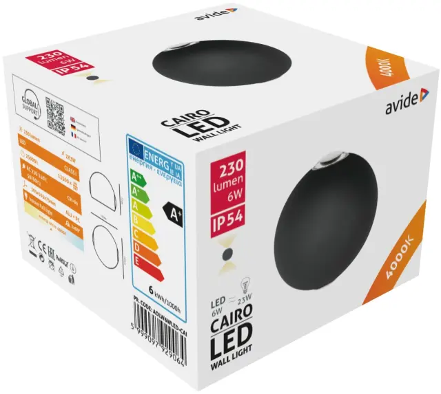 Avide Εξωτερικό Φωτιστικό Τοίχου Cairo 2 Way LED 6W Λευκό 4000K IP54 15.001.0637 2