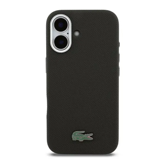Lacoste PVC Iconic Petit Pique Metal Logo MagSafe Case for iPhone 16 Black 3
