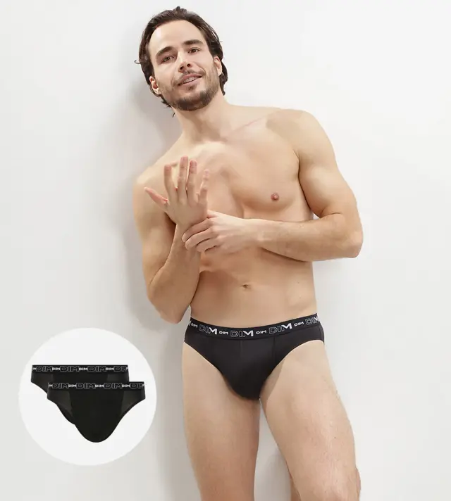 Dim Σλιπ Cotton Stretch Ανδρικά 2τμχ Μαύρο - XL