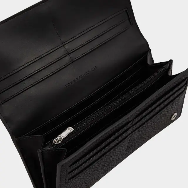 Tommy Hilfiger - Γυναικείο Πορτοφόλι Th Emblem Large Flap Wallet AW0AW14221-BDS Μαύρο 3