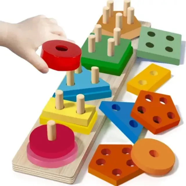 Ξύλινο Εκπαιδευτικό Puzzle Sorter Σχημάτων 5 Βασικά Σχήματα & 15 Τεμάχια Ανθεκτικό Ξύλο