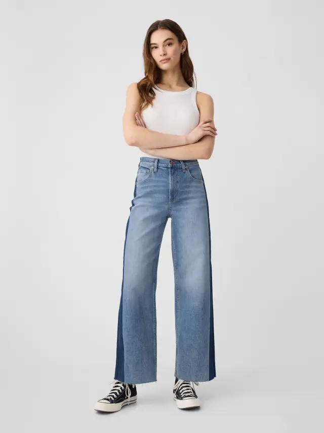 Μπλε HR. Wide Leg Παντελόνι medium wash