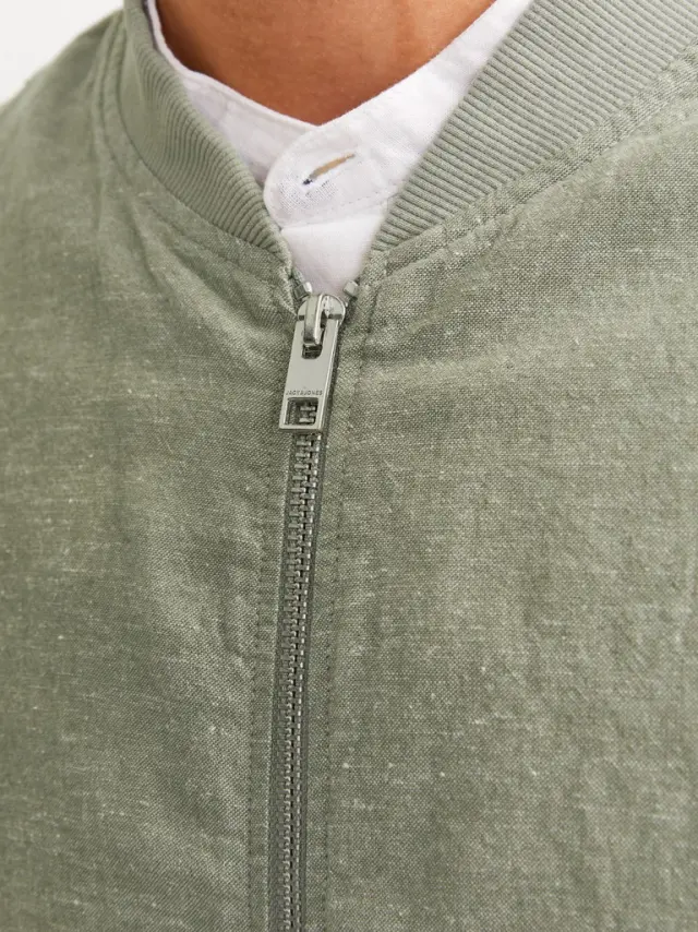 JJESUMMER LINEN BOMBER SN deep lichen green 3