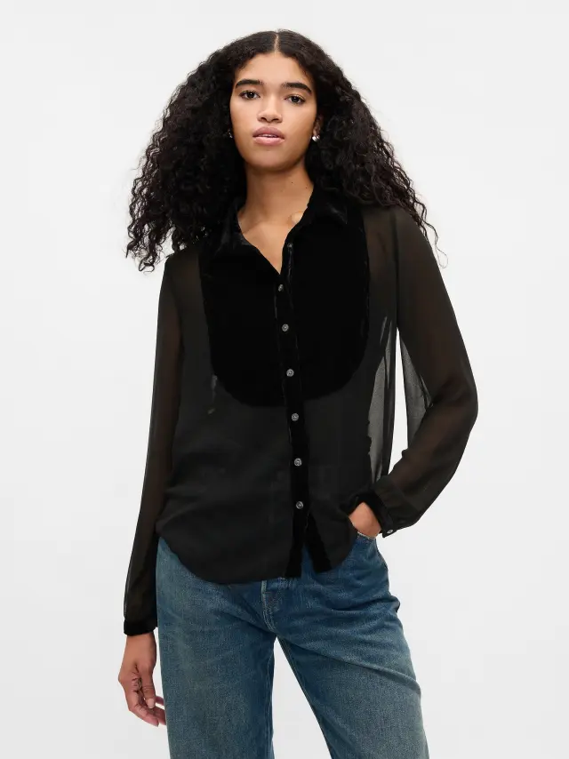 Μαύρο Classic Bib Πουκάμισο True black
