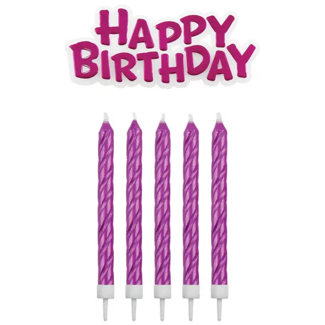 PME Σετ Κεριών και Happy Birthday - Ροζ -