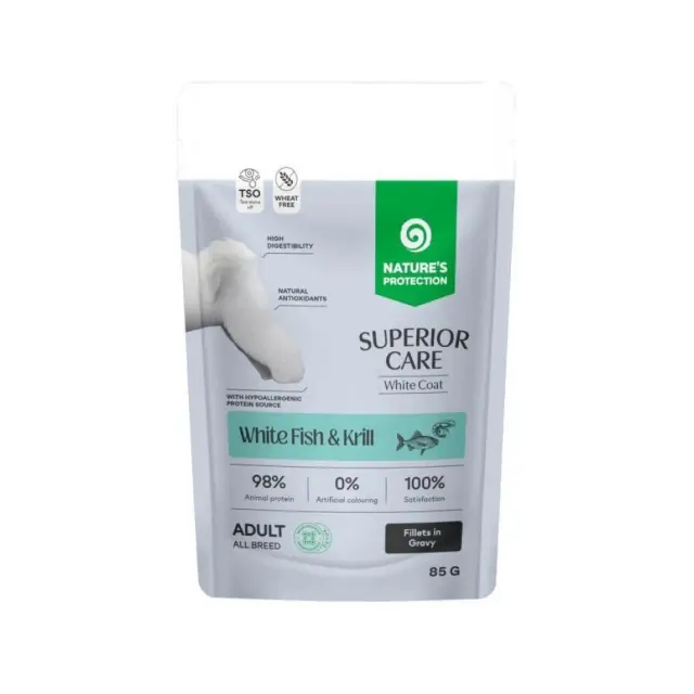 Nature's Protection Adult White Dog Breeds with White Fish & Krill Φακελάκι 85gr Μονόχρωμο