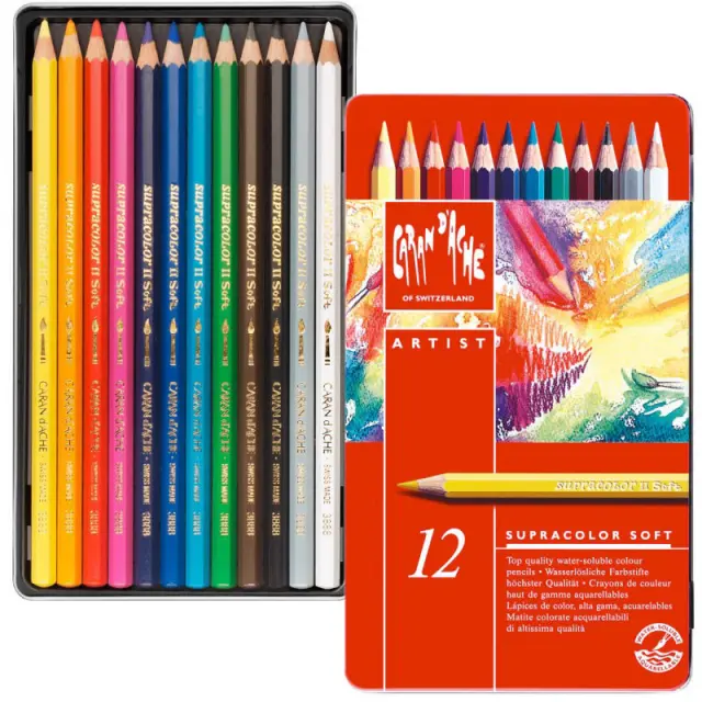 Σετ Μολύβια Ακουαρέλας Caran d'Ache Supracolor, 12 Χρώματα