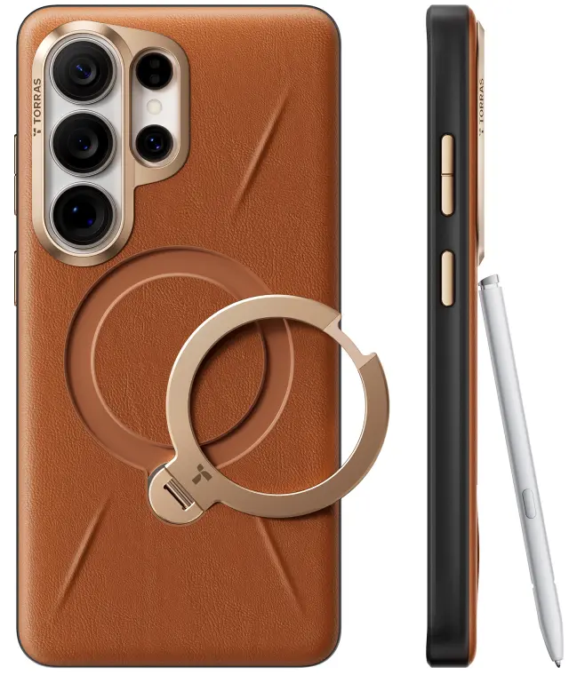 Torras Ostand Q3 VegSkin, amber brown - Samsung Galaxy S26 Ultra