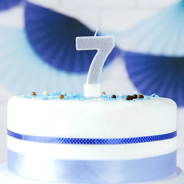 PartyDeco Κερί Γενεθλίων - Νο.7 - Ασημί 3