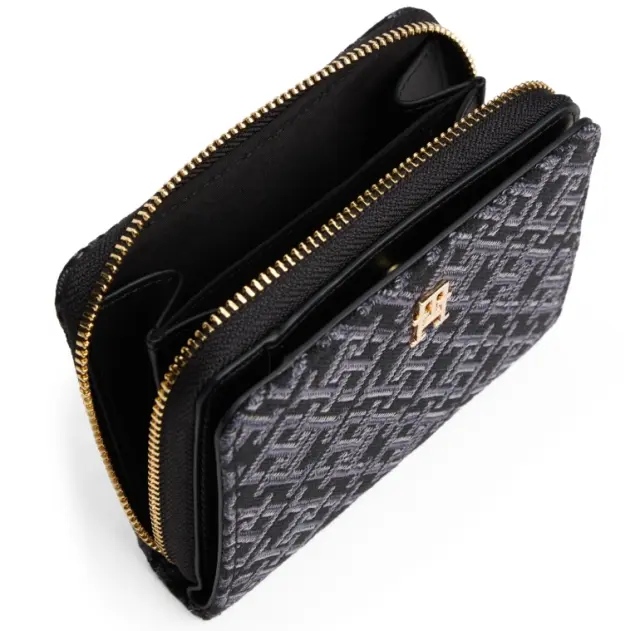 Tommy Hilfiger Γυναικείο Μεσαίο Πορτοφόλι Icon Flap Ziparound Μαύρο 2