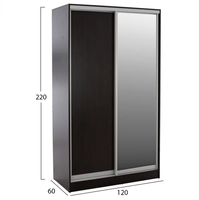 ΝΤΟΥΛΑΠΑ ΣΥΡΟΜΕΝΗ ΜΕΛΑΜΙΝΗΣ 120x60x220Υεκ. ΔΙΦΥΛΛΗ WENGE ΜΕ ΚΑΘΡΕΠΤΗ FB92460.02 2