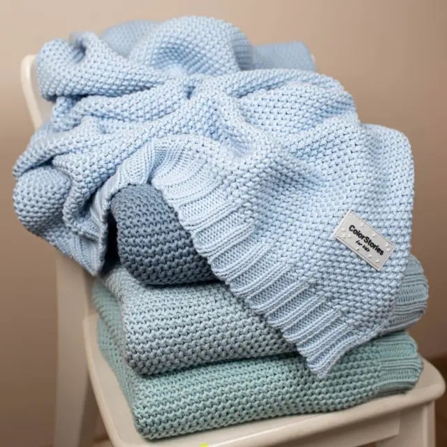 Κουβέρτα Πλεκτή Βαμβακερή 75x90cm Leo Color Baby Blue 5902837490267 3