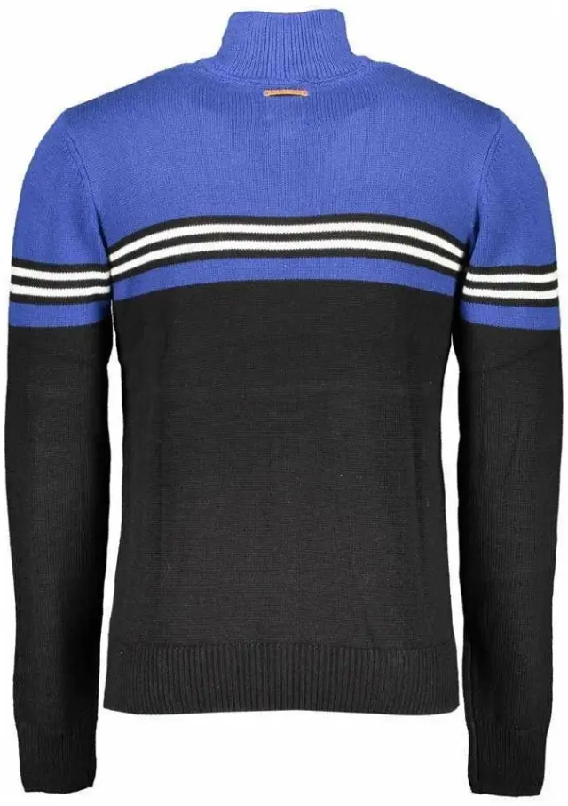 Gian Marco Venturi - Ανδρικό Πουλόβερ Half-Zip Μακρυμάνικο AU00423 Μαύρο/Μπλε - M 3