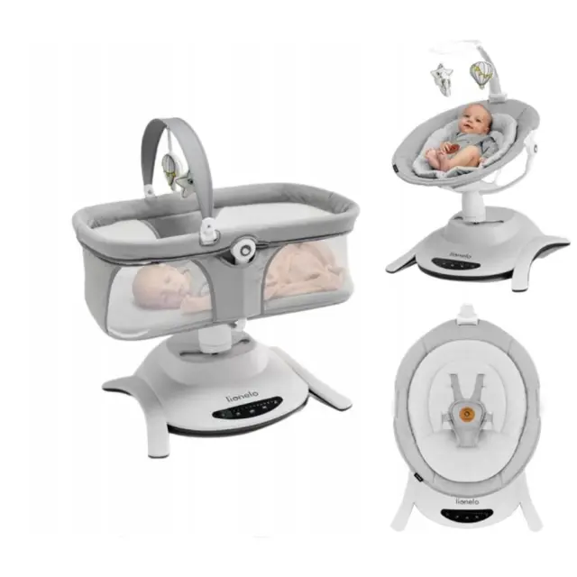 Lionelo Bella Set 2 σε 1 Ηλεκτρικό Λίκνο & Ρηλάξ Gray Concrete