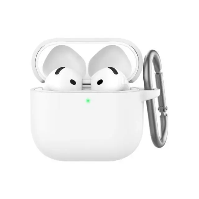 Θήκη Σιλικόνης AhaStyle WG163 Apple AirPods 4 Premium με Γάντζο Λευκό N66881