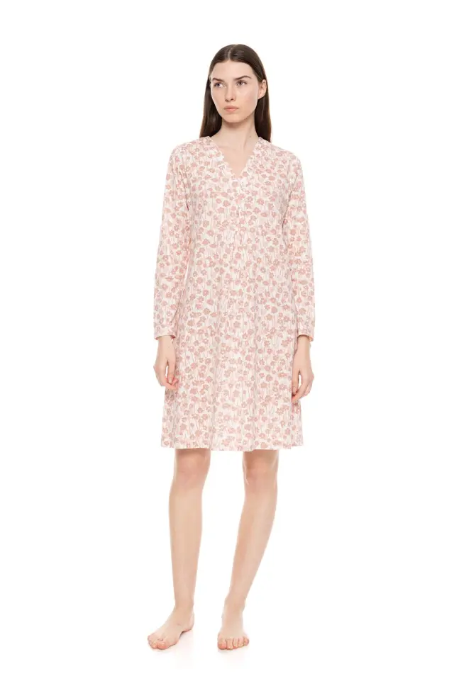 W1599 - Type - NIGHTGOWN V PINK FLOWER