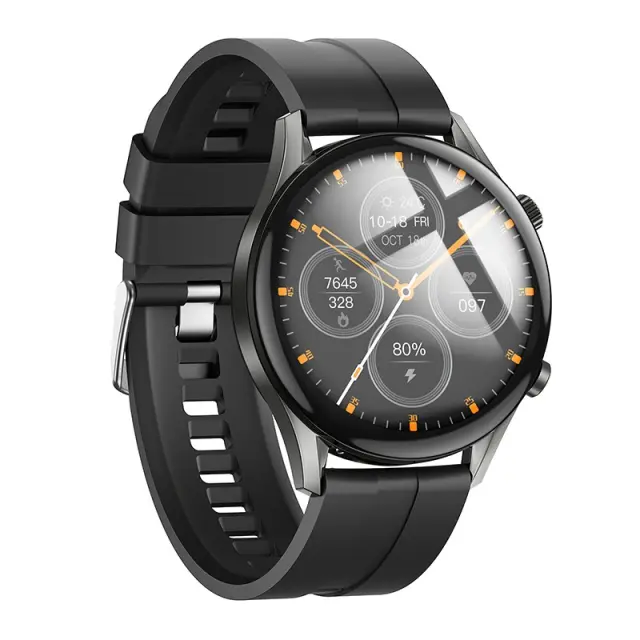 Smartwatch Hoco Y7 Pro 1.39" Bluetooth v5.0 240mAh IP67 με Δυνατότητα Κλήσεων Silicon Band Metal Grey