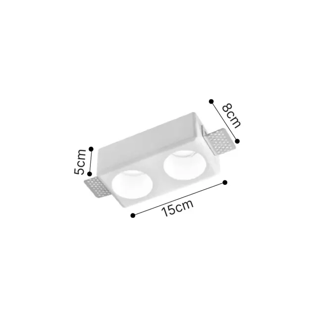 Inlight Χωνευτό τετράγωνο σποτ από γύψο 2XGU10 D:15cm (Χ0012-WH) 2