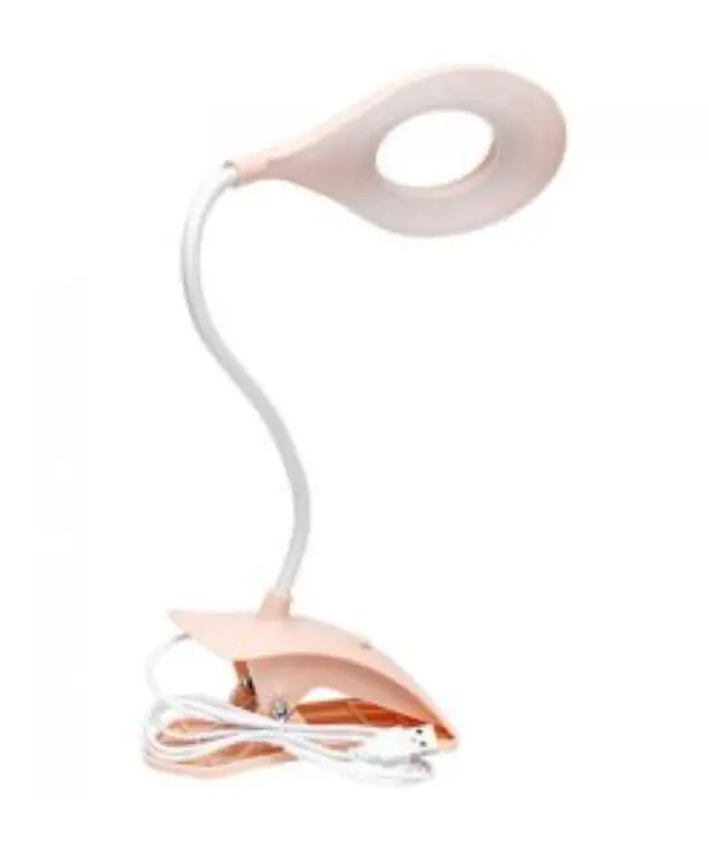 LED Φωτιστικό Γραφείου USB με Εύκαμπτο Βραχίονα και Μανταλάκι Λευκό-Ροζ 6211