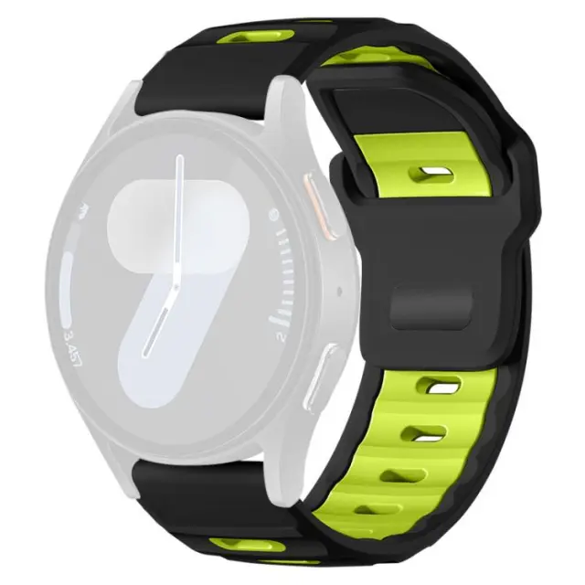 Dual Colour Wave Pattern Λουράκι για Smartwatch 20mm-Black/Fluorescent Green OEM 2