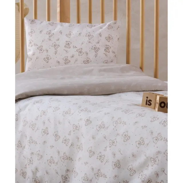 Σετ Σεντόνια Κούνιας 3 Τεμαχίων Kentia Zaharino Beige-Cream 120x170 2