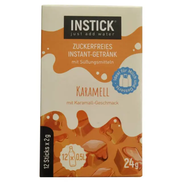 Instick Ρόφημα σε Σκόνη με Γεύση Καραμέλα 12 Sticks x 2.5g