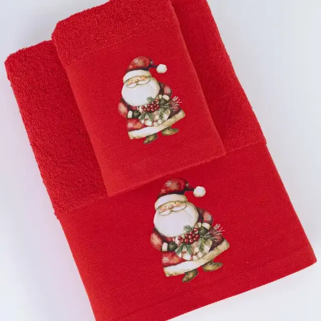Πετσέτες Χριστουγεννιάτικες Σετ 2ΤΜΧ SantaWish Κόκκινο 50 x 90 / 30 x 50 cm Κόκκινο 50 x 90 / 30 x 50 cm
