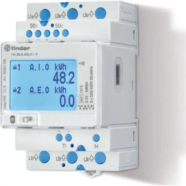 Multif.energy meter/3 ph.LCD/80A/3x230/400VAC/2 S0+IR+NFC/MID (7M.38.8.400.0112)