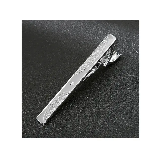 Ασημί Κλιπ Γραβάτας 6 cm με Στρας – LGD-TC/56