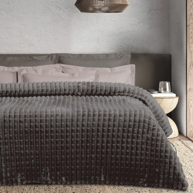 Κουβέρτα 220x240 Υπέρδιπλη 330gsm Fleece Das Home 1390 Dark Grey 100% Πολυέστερ