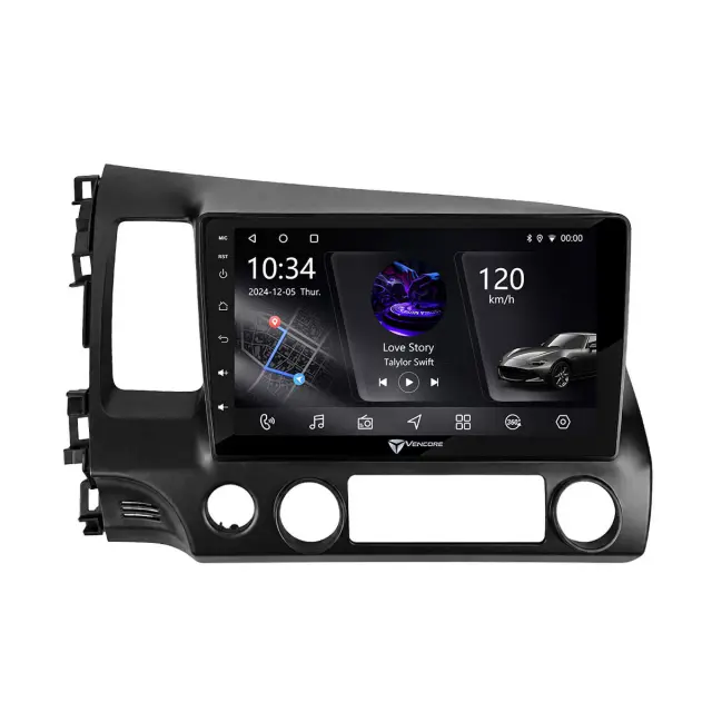VenCore Οθόνη Multimedia Android 15 10.1" PX5S Octa-Core 2GB/32GB IPS με Πρόσοψη, CarPlay, Android Auto και Υποστήριξη Κάμερας 360° για Honda Civic 2006-2011 – Μαύρη (3236-10006-0242B) 2
