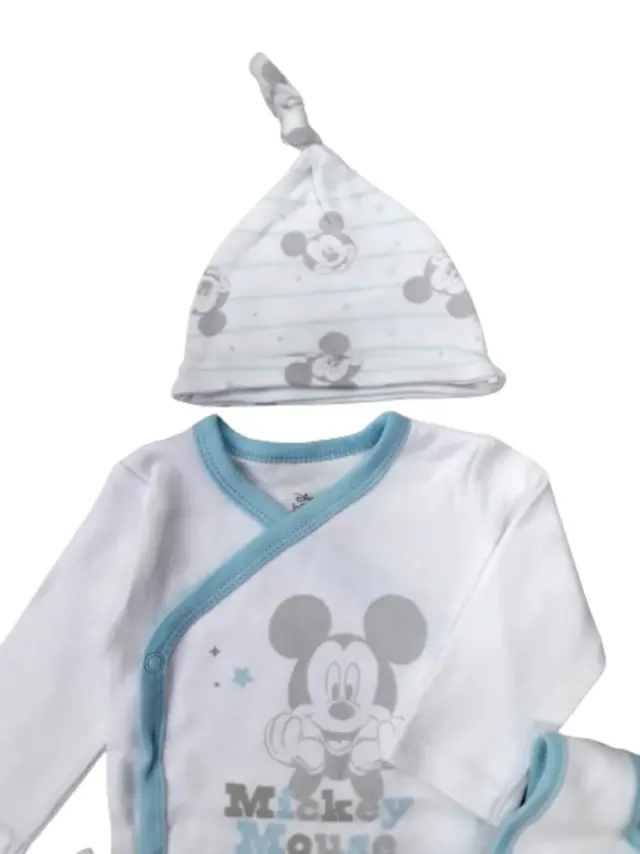 Σετ Νεογέννητου 4τμχ Interlock White Blue Mickey 8040106 - 6-9 μηνών (68-74cm) 2