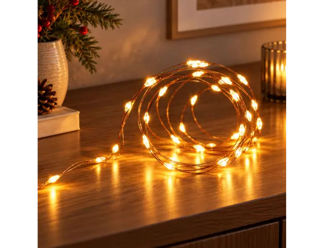 Deco 80 Φωτάκια MicroLED - 3.95 Μέτρα + 10 Εκατοστά σύνδεσης , Χάλκινο συρμάτινο καλώδιο - Θερμό λευκό AX9735030
