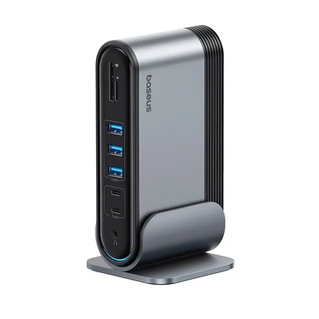 Baseus Docking Station UnionJoy 2x HDMI 4K60Hz 1x DP 4K60Hz 3x USB-A 3.0 2x USB-C 3.0 2x USB-A 2.0 1x RJ45 PD PC 1x SD+TF 1x 3.5mm MiniJack Gray