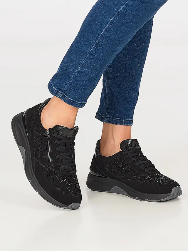 Gabor Sneakers Γυναικείο δέρμα Nubuck Μαύρο GAB/76898 87-SCHWARZ 2
