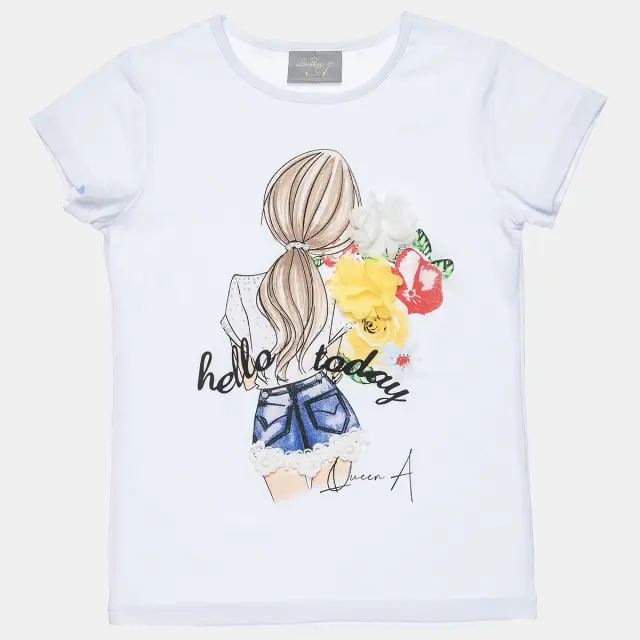 Μπλούζα με απλικέ λουλούδια και λεπτομέρεια απο κέντημα