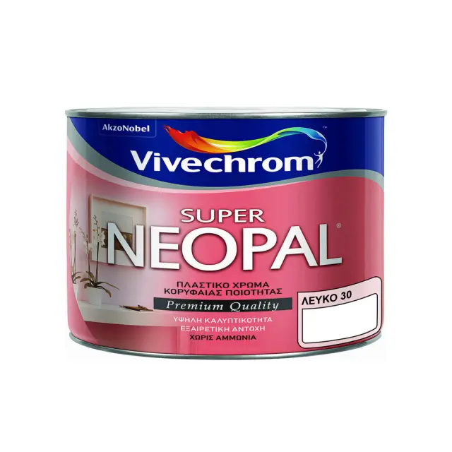 Πλαστικό Χρώμα για Εσωτερική Χρήση 375ml Vivechrom Super Neopal Νο30 Λευκό